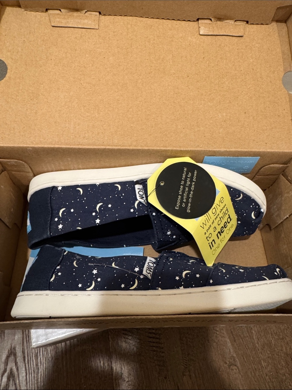 Toms Kids Slip-On Sneakers - Navy with White Star & Moon Print